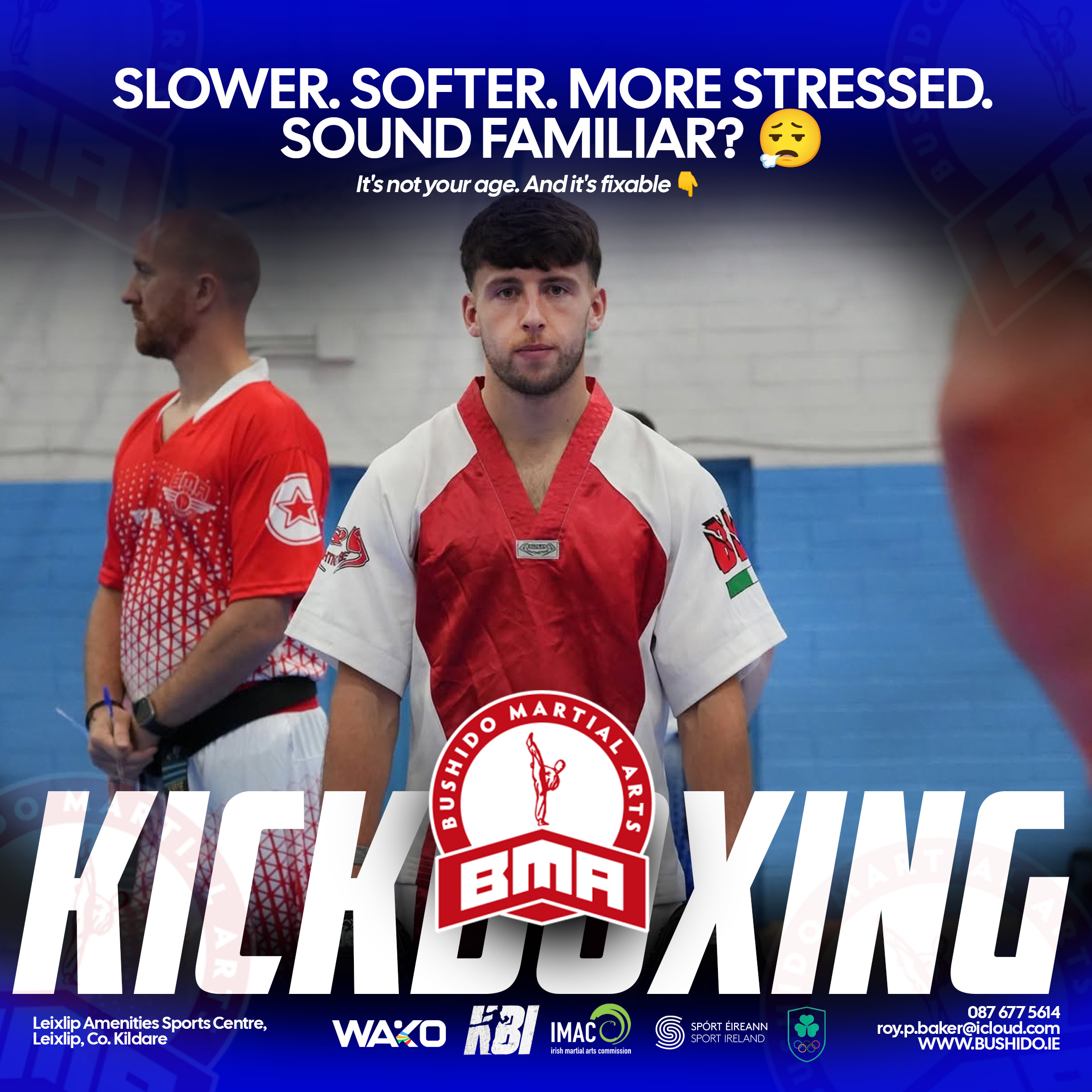 Bushido adult kickboxing artwork: slower, softer, more stressed, sound familiar