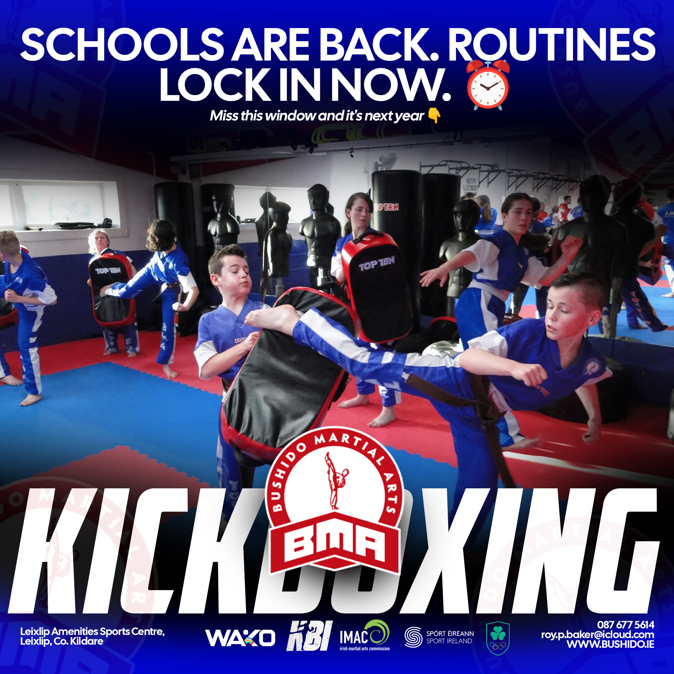 Bushido children's kickboxing artwork: schools are back, routines lock in now